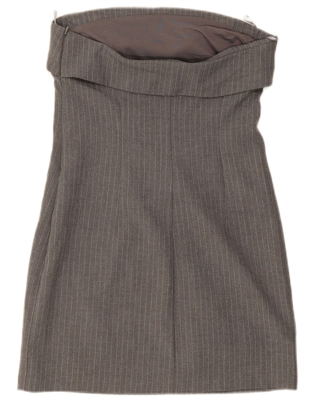 Zara Dame Stropløs Kjole UK 8 Small Grey Pinstripe