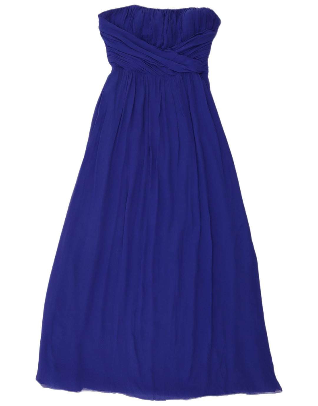 Ted Baker Dame Maxi Stropløs Kjole Størrelse 3 Medium Blå Silke