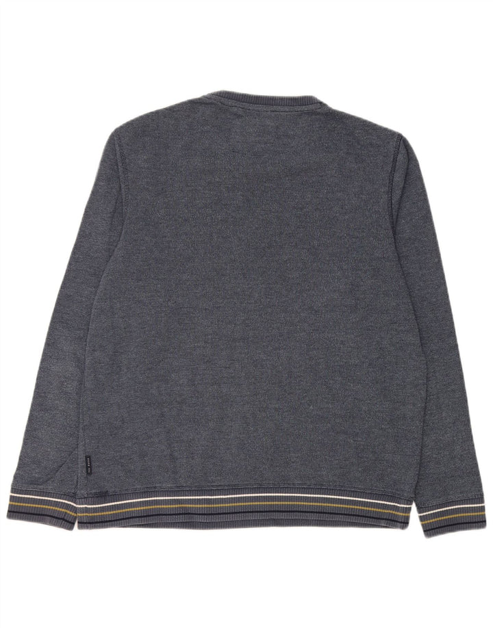 TED BAKER Herre sweater med rund hals str. 4 Stor marineblå bomuld