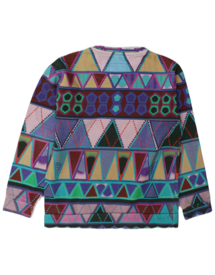 Vintage Dame Sweatshirt Jumper UK 14 Medium Flerfarvet Geometrisk