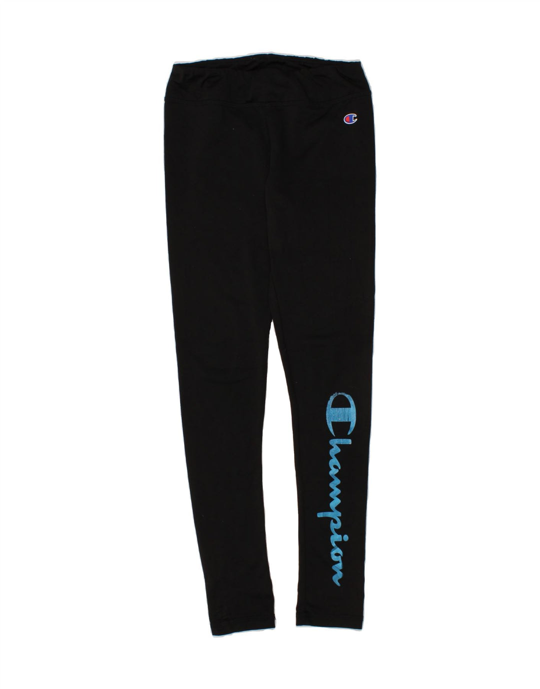 CHAMPION Girls Graphic Leggings 7-8 Years Black Polyester Vintage Champion and Second-Hand Champion from Messina Hembry 