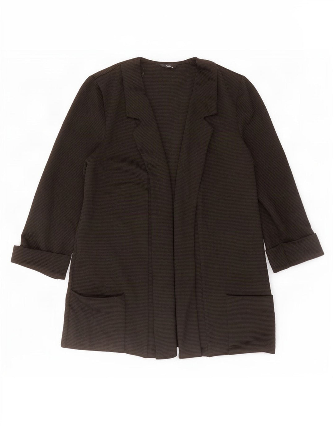 M&Co dame cardigan top 3/4 ærmer UK 14 medium sort polyester
