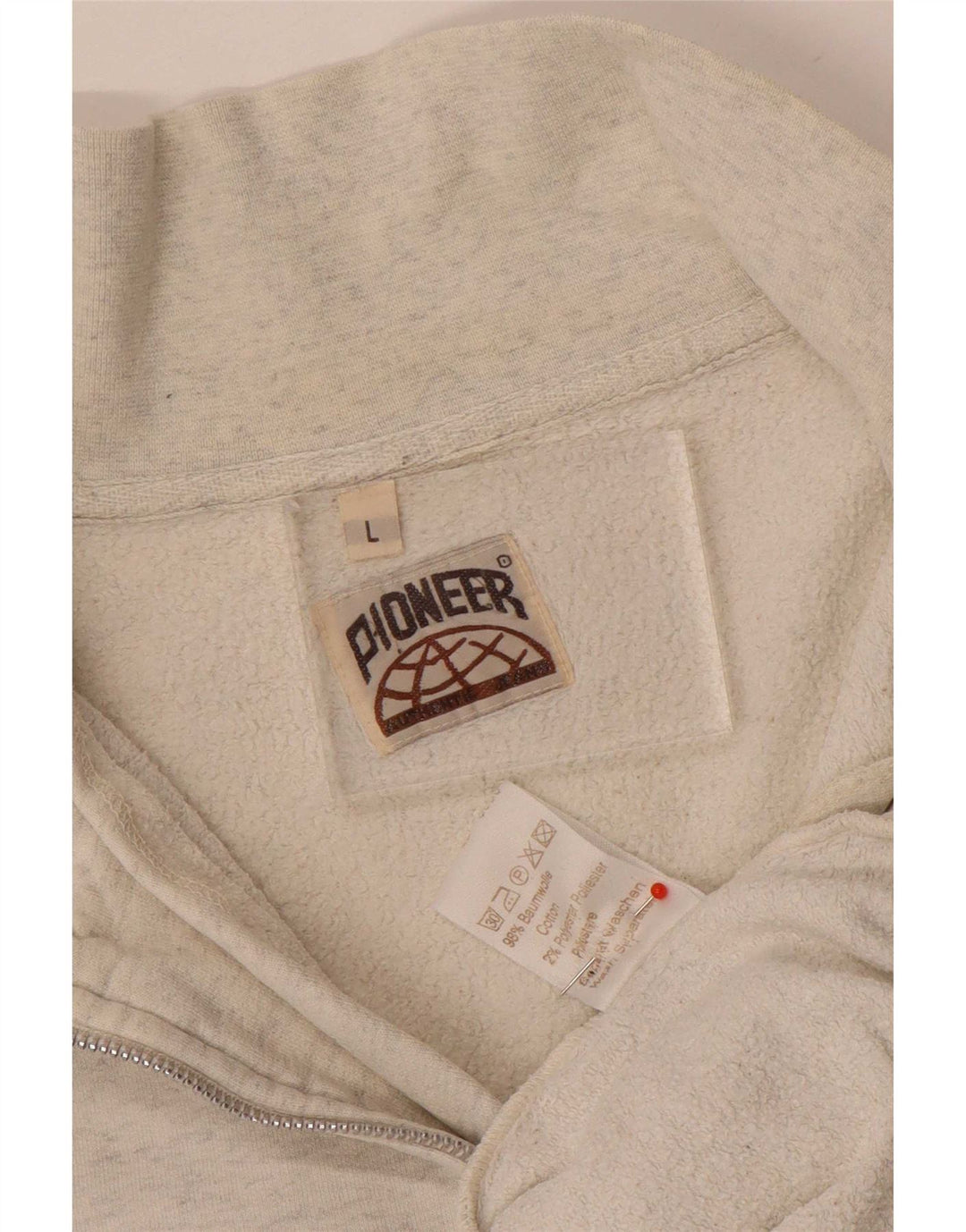 Pioneer Sweatshirt med lynlås til mænd, stor grå flækket bomuld