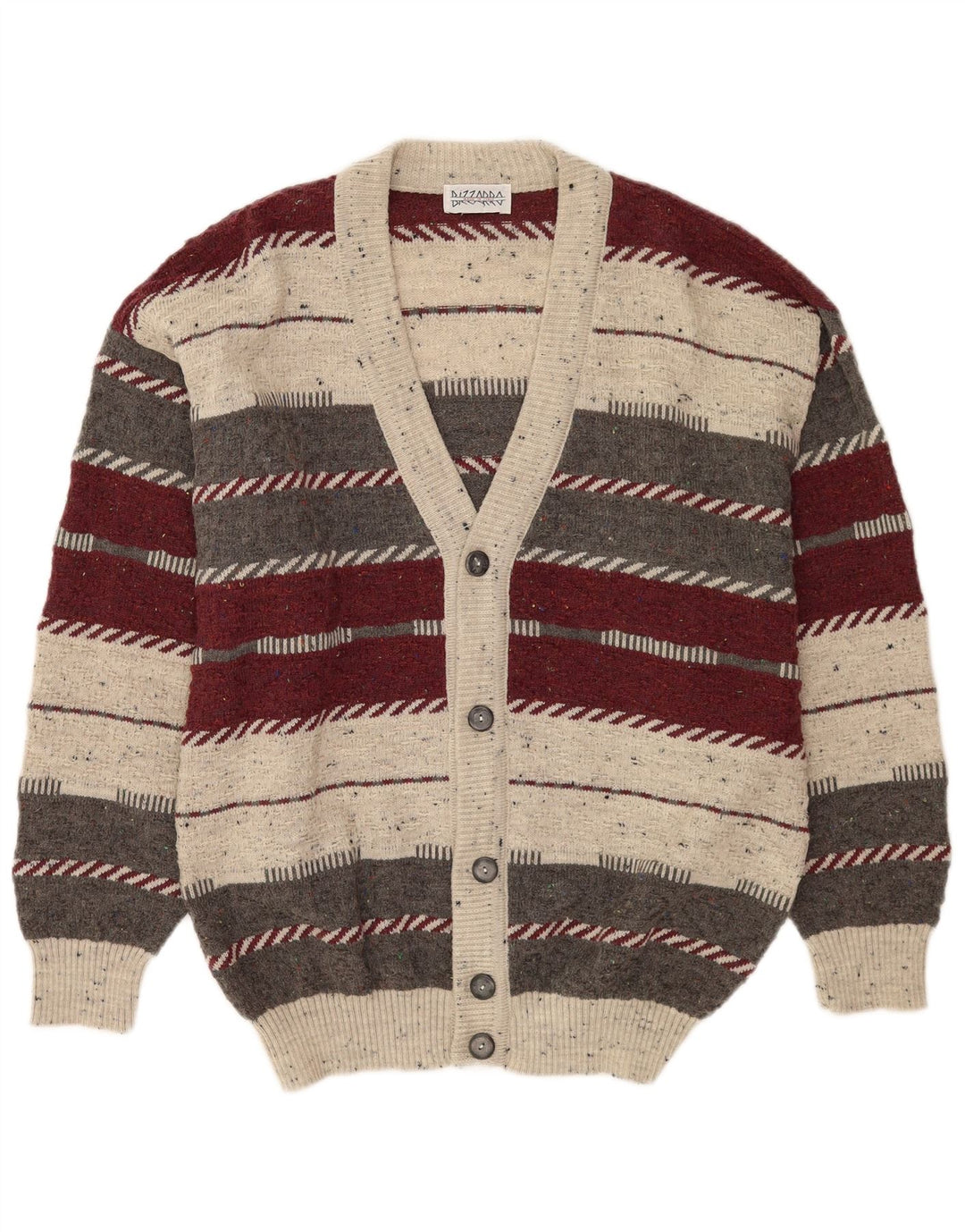 Bizzarro herre cardigan sweater IT 46/48 Lille flerfarvet stribet uld