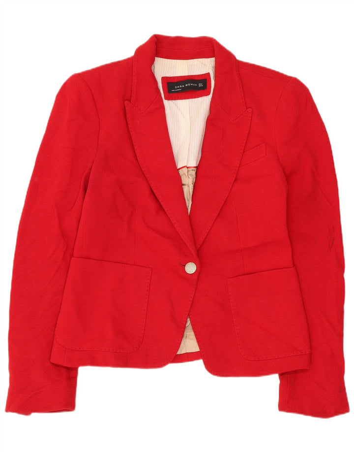 Zara Dame 1 Knap Blazer Jacket UK 10 Lille Rød