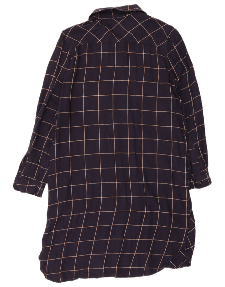 French Connection Dame Pullover Shirt Dress UK 10 Small Navy Blue Check