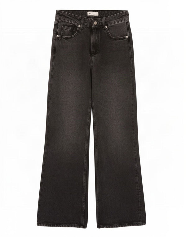 Zara Dame Jeans med brede ben EU 32 2XS W22 L31 Grå Bomuld