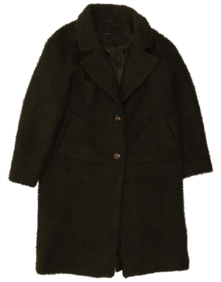 Marks & Spencer Dame Loose Fit Overfrakke UK 12 Medium Green Polyester
