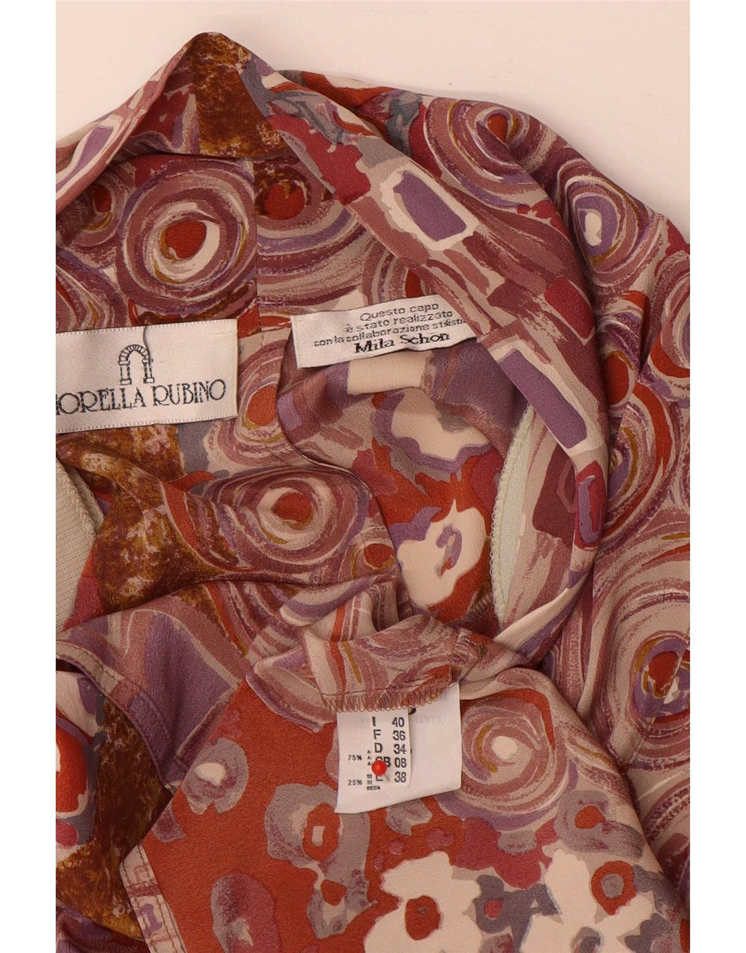 Fiorella Rubino Dame Skjorte Bluse UK 8 Small Multicolored