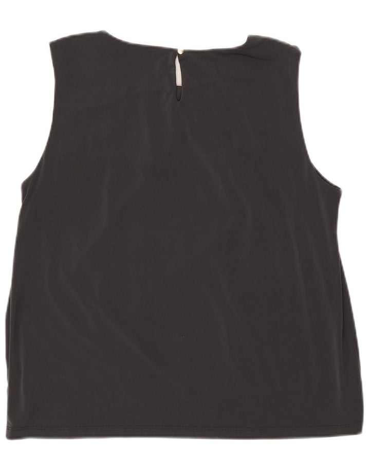 Calvin Klein Dame Ærmeløs Crop Bluse Top UK 18 XL Grå Polyester