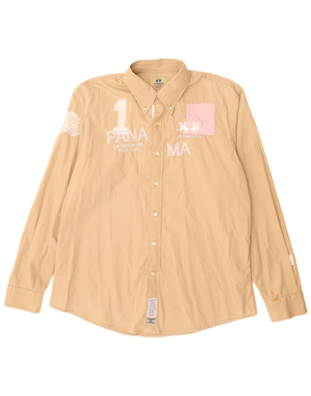 LA MARTINA Herre grafisk skjorte 2XL beige bomuld
