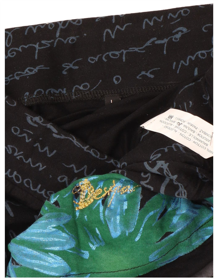 Desigual Dame A-Line nederdel Stor W32 sort blomstret bomuld