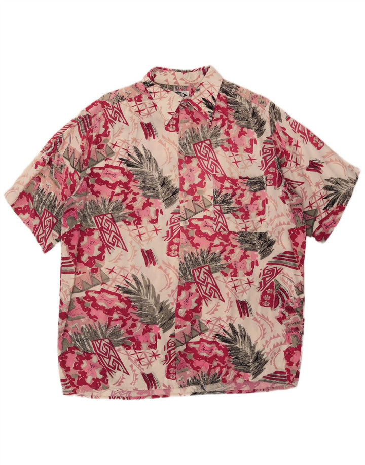 Day-X Kortærmet Herreskjorte Størrelse 41/42 Large Pink Patchwork Viscose
