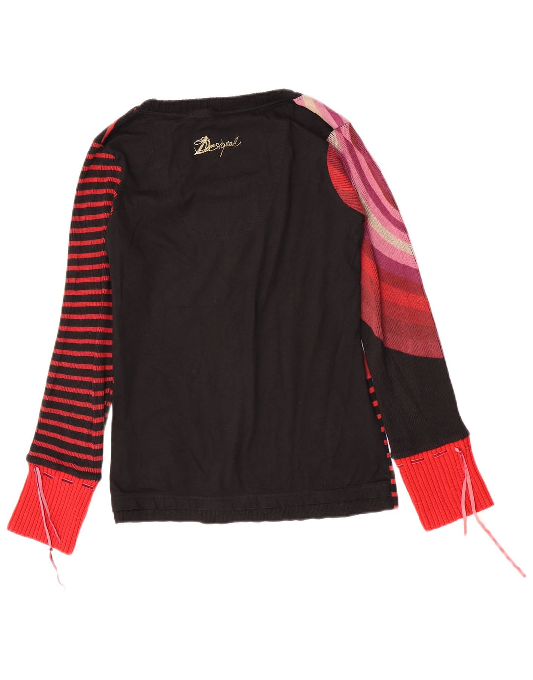 Desigual Dame Grafisk Top Langærmet UK 14 Stor Sort Stribet