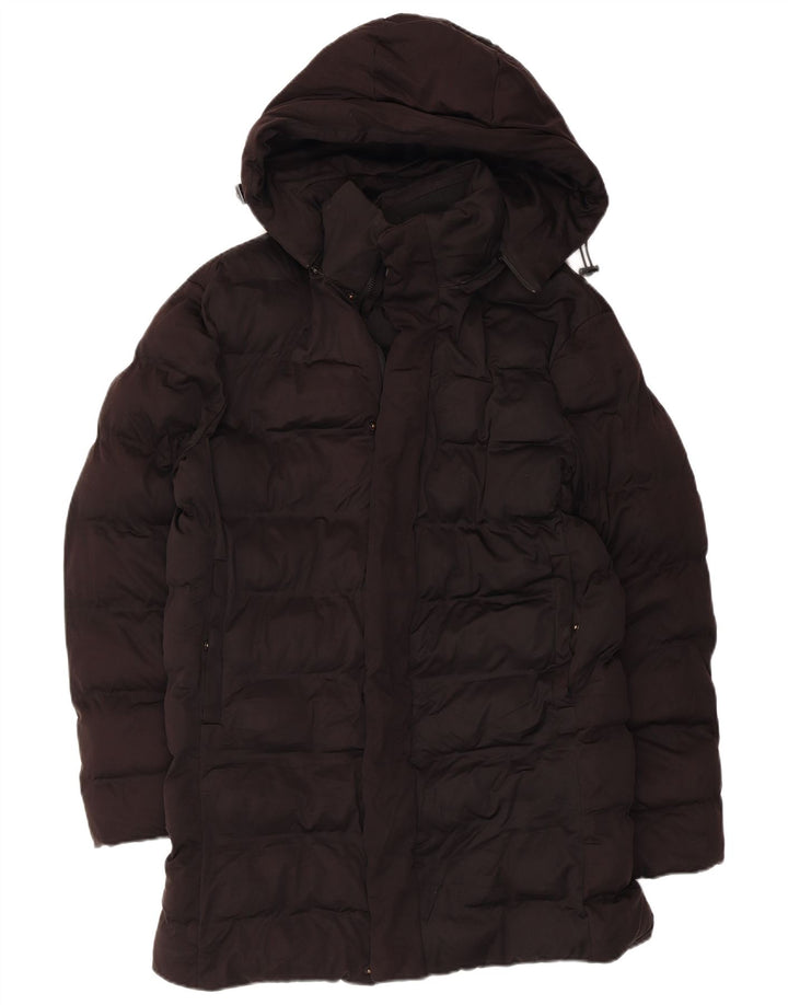 Zara Herre hættepolstret jakke UK 36 Lille sort polyester