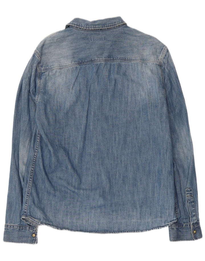 All Saints Herre Denim Skjorte Stor Blå Bomuld