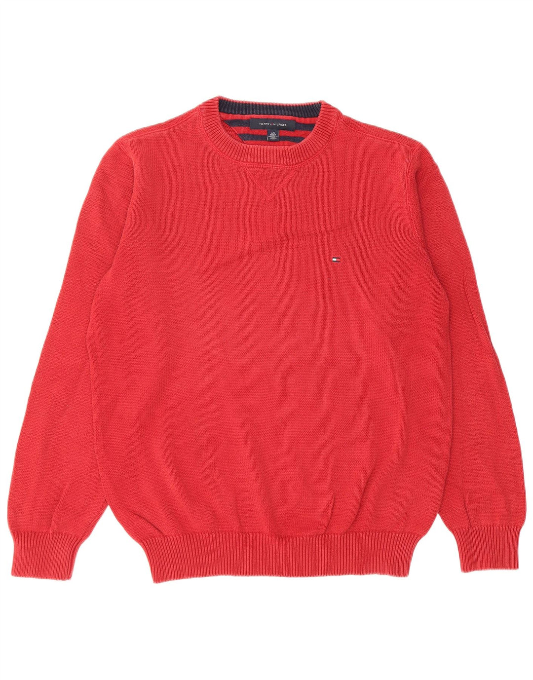Tommy Hilfiger Herre Crew Neck trøje Sweater Large Rød Bomuld