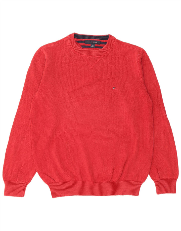 Tommy Hilfiger Herre Crew Neck trøje Sweater Large Rød Bomuld