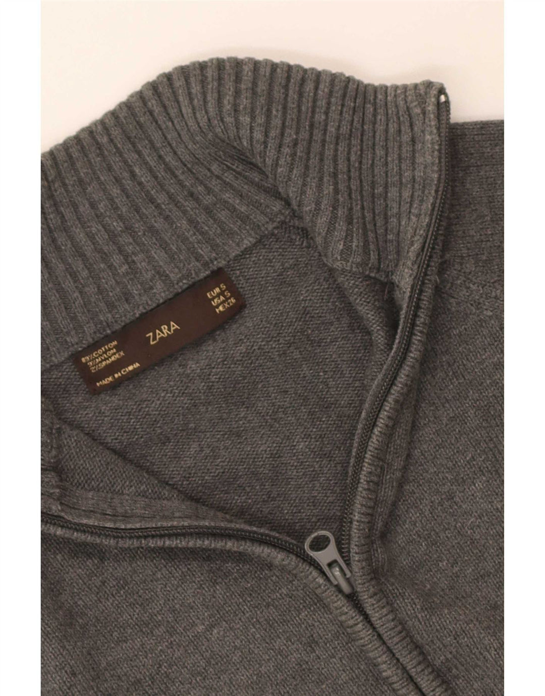 Zara Dame Cardigan Sweater UK 8 Lille Grå Bomuld