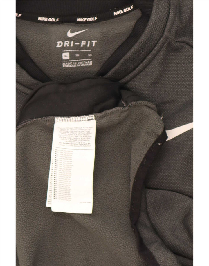 Nike Herre Dri Fit Pullover med lynlås-hals træningsdragt Top XL Grå Polyester