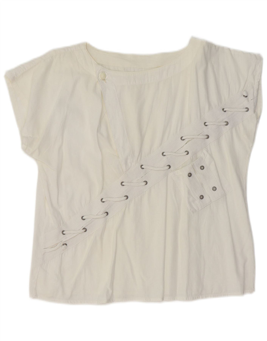 VINTAGE Womens Crop T-Shirt Top UK 14 Medium White