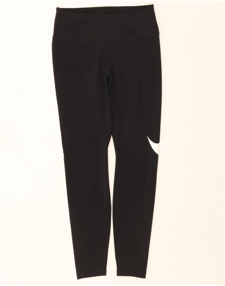 Nike Dame Dri Fit Graphic Crop Leggings UK 8 Small Black Polyester