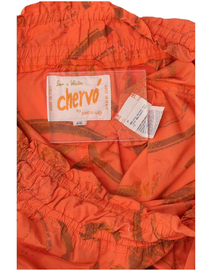 CHERVO Womens Abstract Pattern Tracksuit Trousers IT 46 Large  Orange