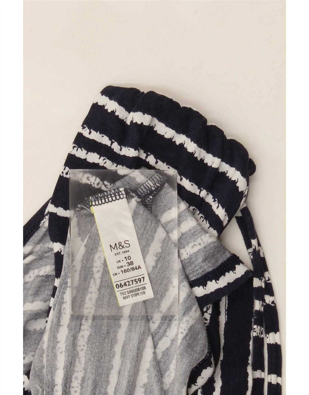 Marks & Spencer Dame A-Line Kjole UK 10 Small Navy Blue Stribet