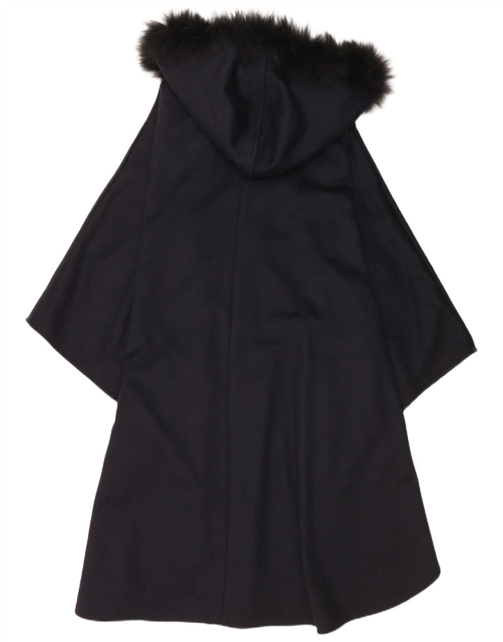 Loden Dame Hætte Poncho Coat One Size Marineblå Uld