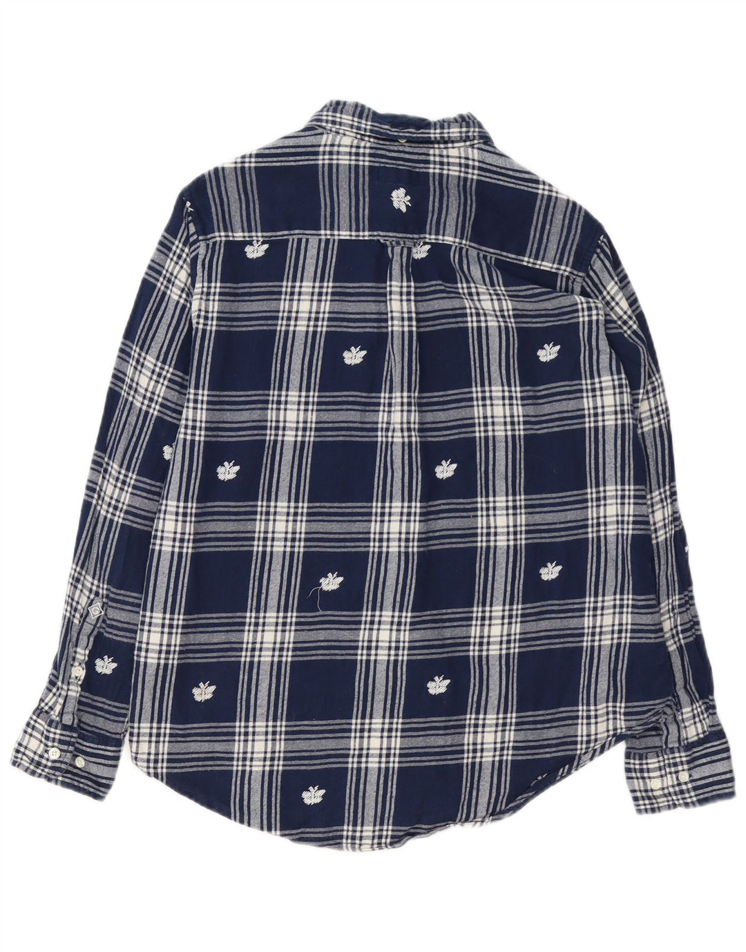GANT Dame Flanell Shirt UK 14 Medium Navy Blue Plaid Bomuld