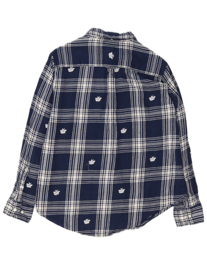 GANT Dame Flanell Shirt UK 14 Medium Navy Blue Plaid Bomuld