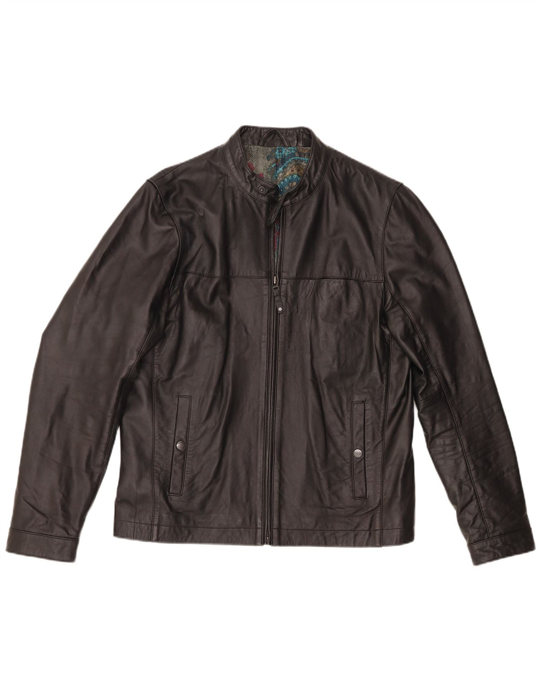 Ted Baker Herre Læderjakke Størrelse 4 Stor Sort Læder