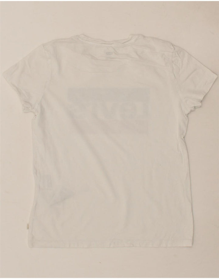 LEVI'S Womens Graphic T-Shirt Top UK 10 Small White Cotton Vintage Levi's and Second-Hand Levi's from Messina Hembry 