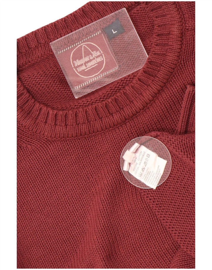 Murphy & Nye Herre sweater med rund hals, stor rødbrun bomuld