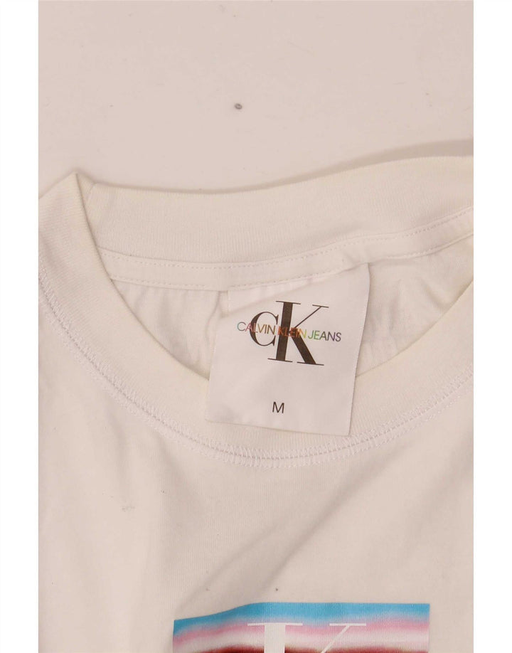 Calvin Klein Dame Crop Grafisk Vest Top UK 12 Medium White