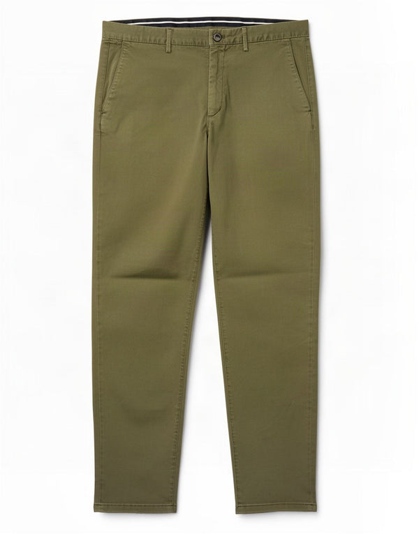 Massimo Dutti Mens Slim Fit Chino Trousers EU 44 Large W34 L29 Khaki