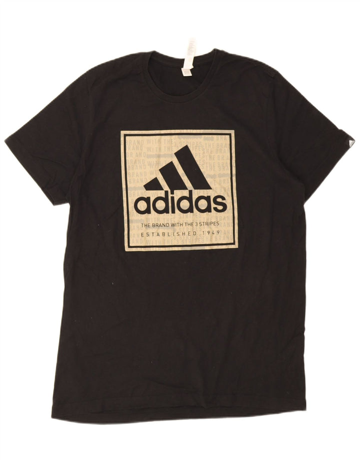 Adidas Grafisk T-shirt top til mænd, stor sort bomuld