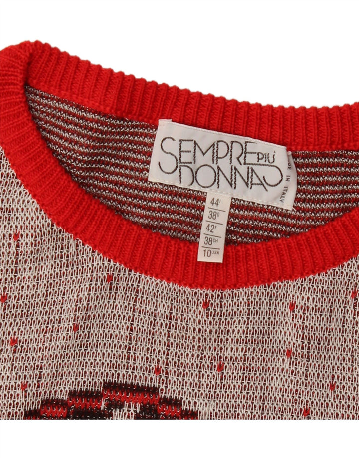 Vintage Dame Grafisk Vest Tank Top IT 44 Medium Grey Spotted