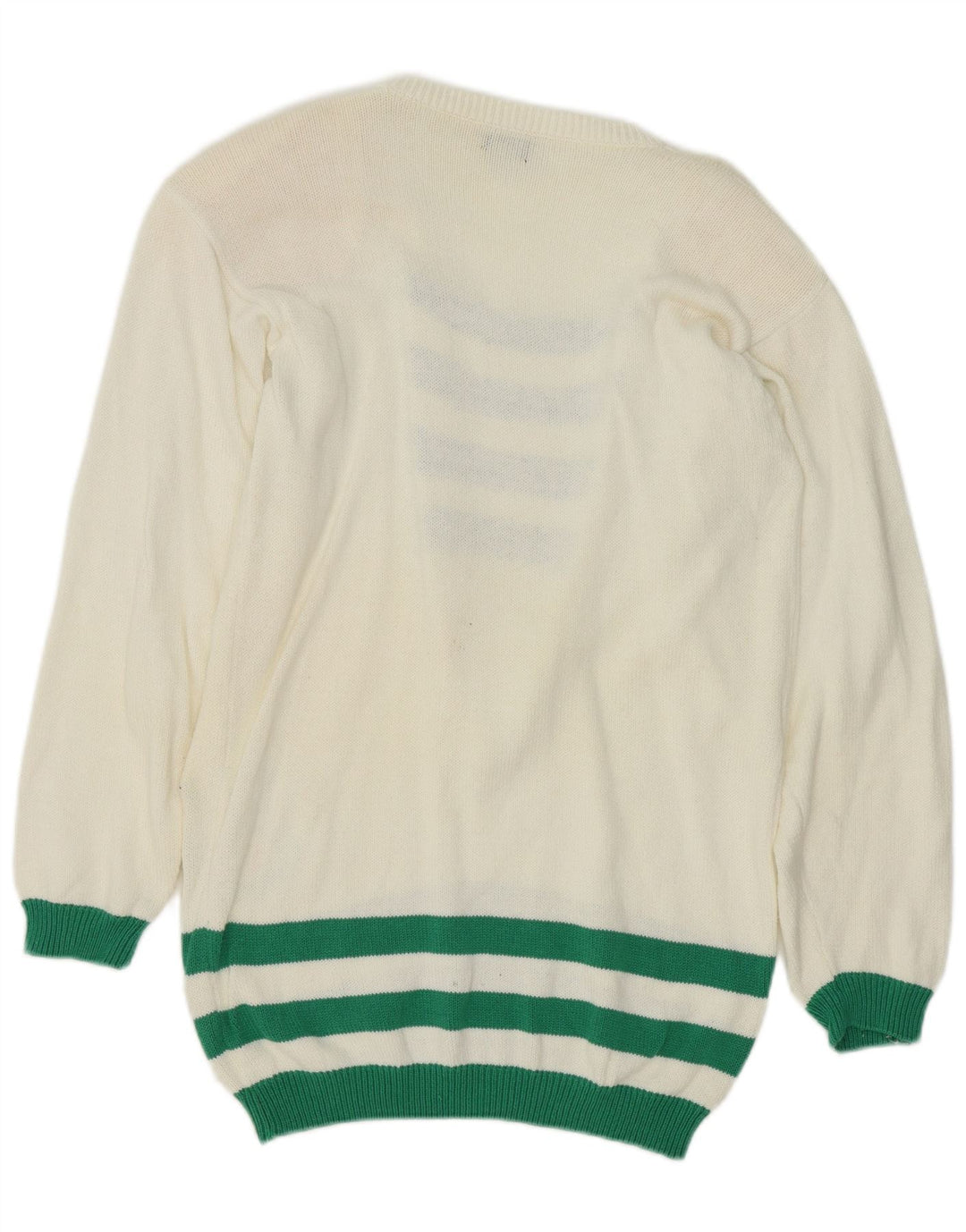 Vintage kvinders grafisk bådhals sweater EU 38 Medium hvid stribet