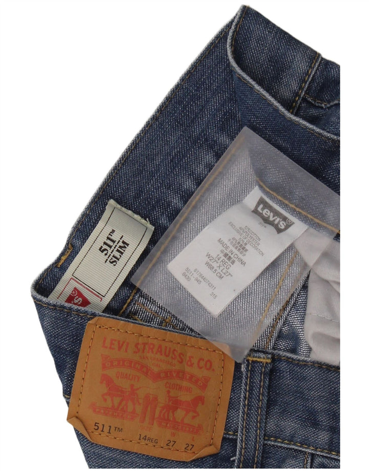 LEVI'S Boys 511 Slim Jeans 13-14 år W27 L27 Blå Bomuld