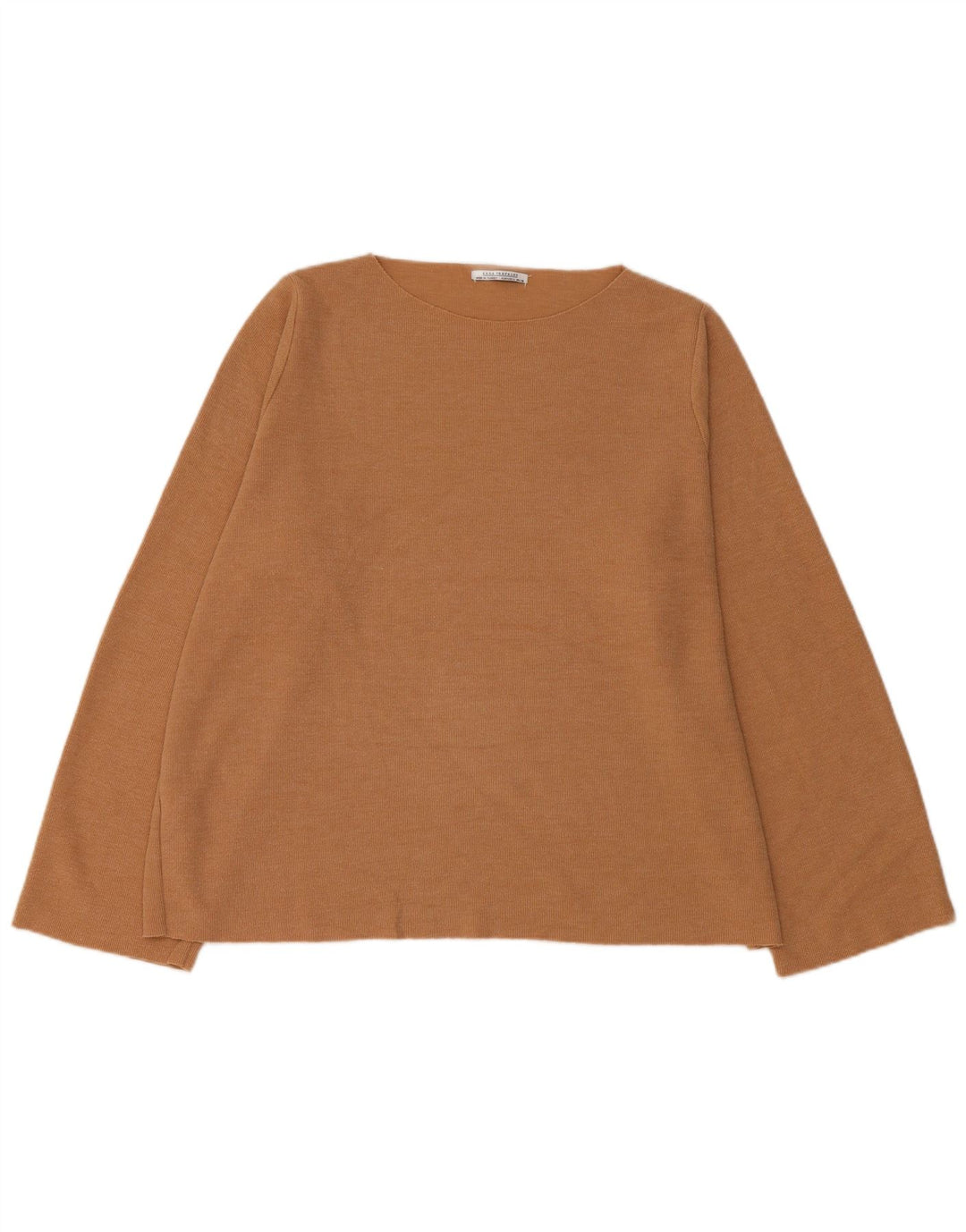 Zara Dame Oversized Top Langærmet UK 16 Stor Brun Bomuld