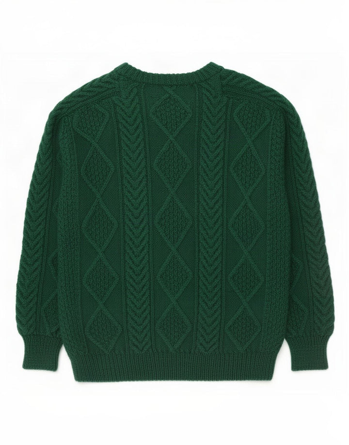 Vintage herre sweater med rund hals, medium grøn