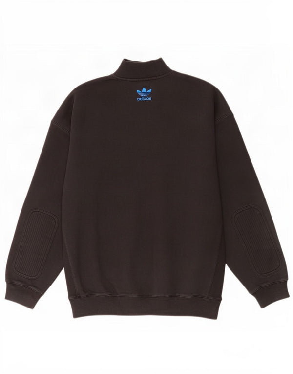 Adidas Mens Zip Neck Sweatshirt Jumper Large Black Cotton