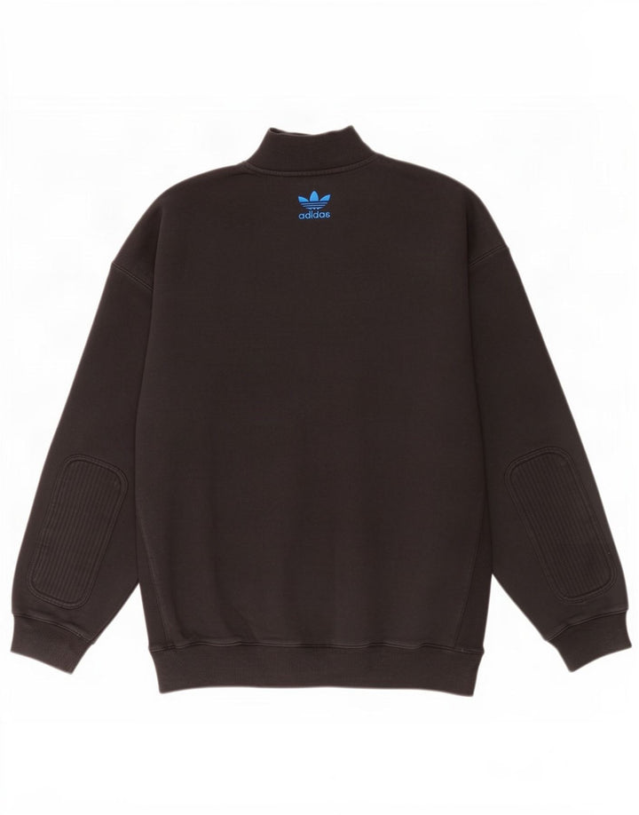 Adidas Sweatshirt med lynlås til mænd, stor sort bomuld
