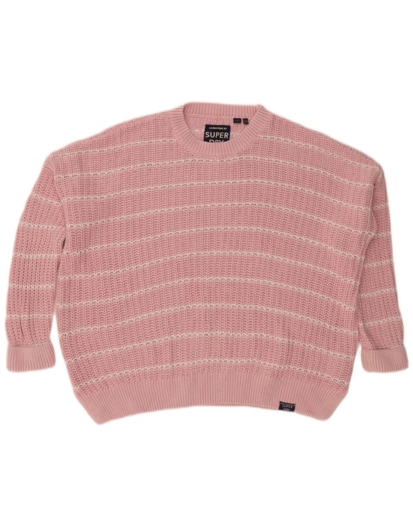 Superdry Womens Oversized trøjetrøje med rund hals DK 14 Stor lyserød stribet