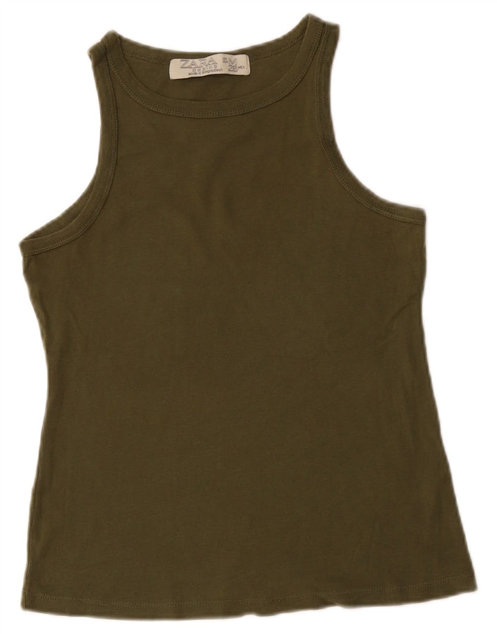 ZARA Damevest Top UK 12 Medium Khaki Bomuld