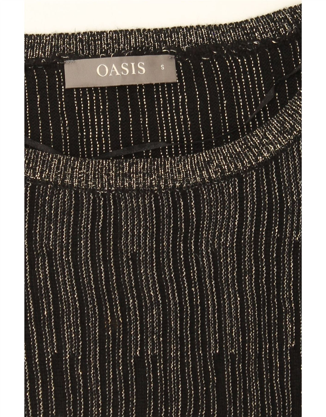 OASIS Womens Oversized Boat Neck Jumper Sweater UK 10 Small Black Striped Vintage Oasis and Second-Hand Oasis from Messina Hembry 