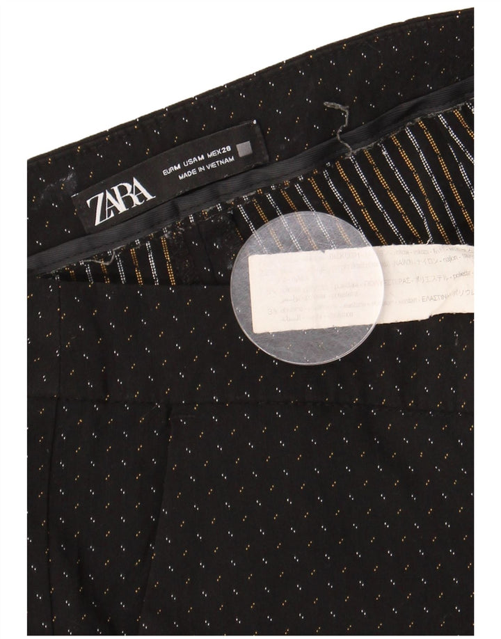 Zara Dame Slim Chino Bukser Medium W28 L27 Sort Plettet Viscose