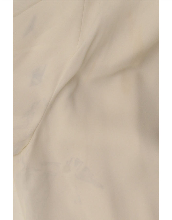 Zara Dame 3/4 ærmet bluse Top UK 6 XS Hvid Polyester