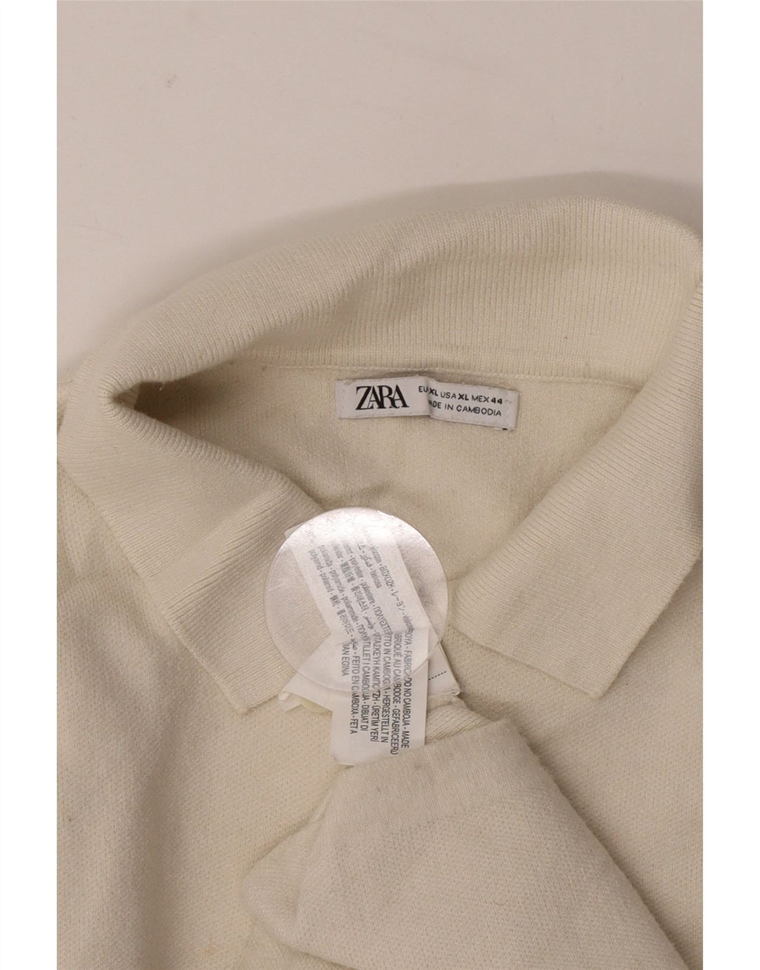 Zara Herre Polo Neck Jumper Sweater XL Beige Polyester